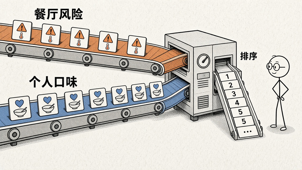餐厅风险和个人口味两条线分开进排序
